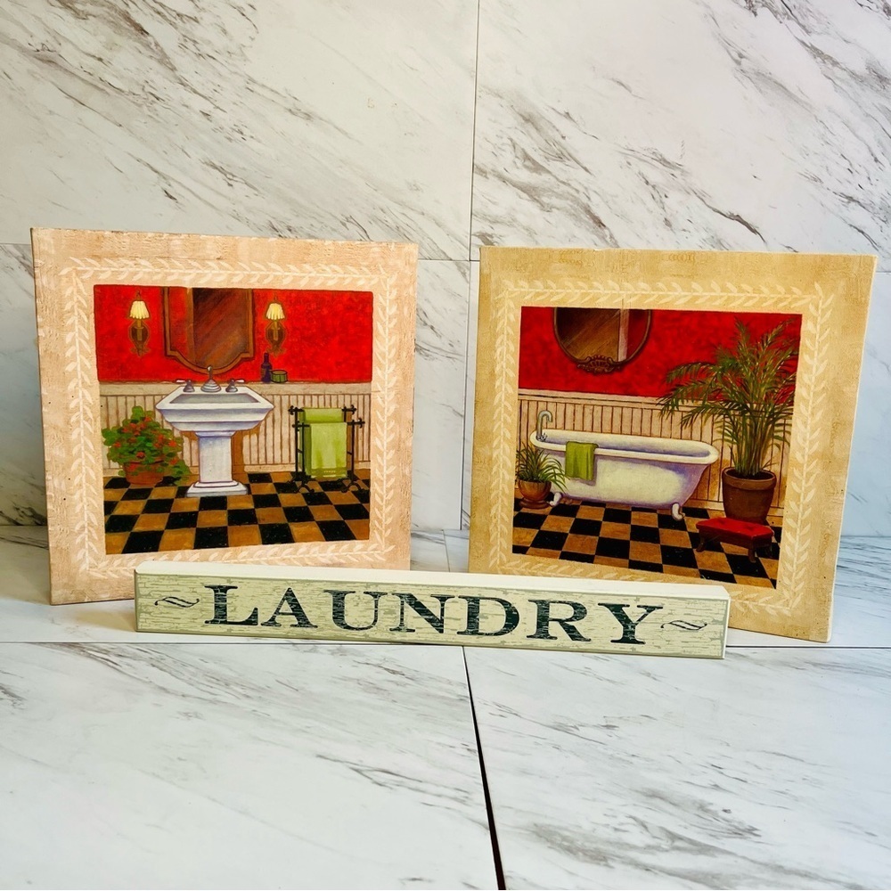 LIKE NEW Shelf Wall Bathroom and Laundry Canvas Painting Art